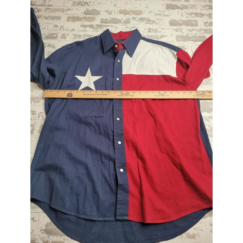 Larro Shirts Long Sleeve Button‎ Down Texas Lone Star Red White Blue XL - Picture 4 of 4